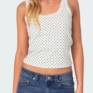 Edikted Lover Girl Printed Tank Top White Sz S